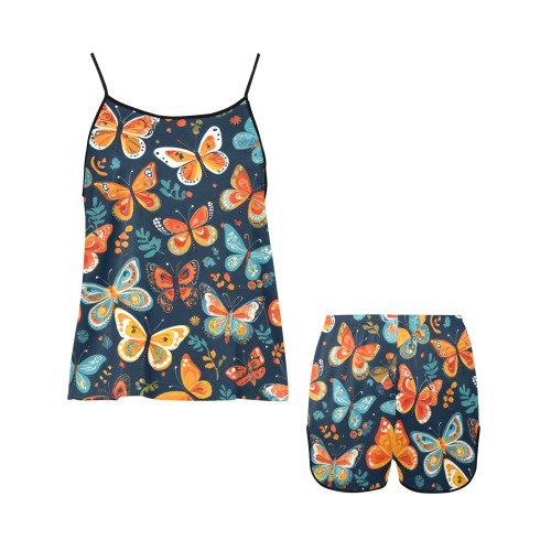 Bohemian Butterflies 2 Women's Spaghetti Strap Short Pajama Set