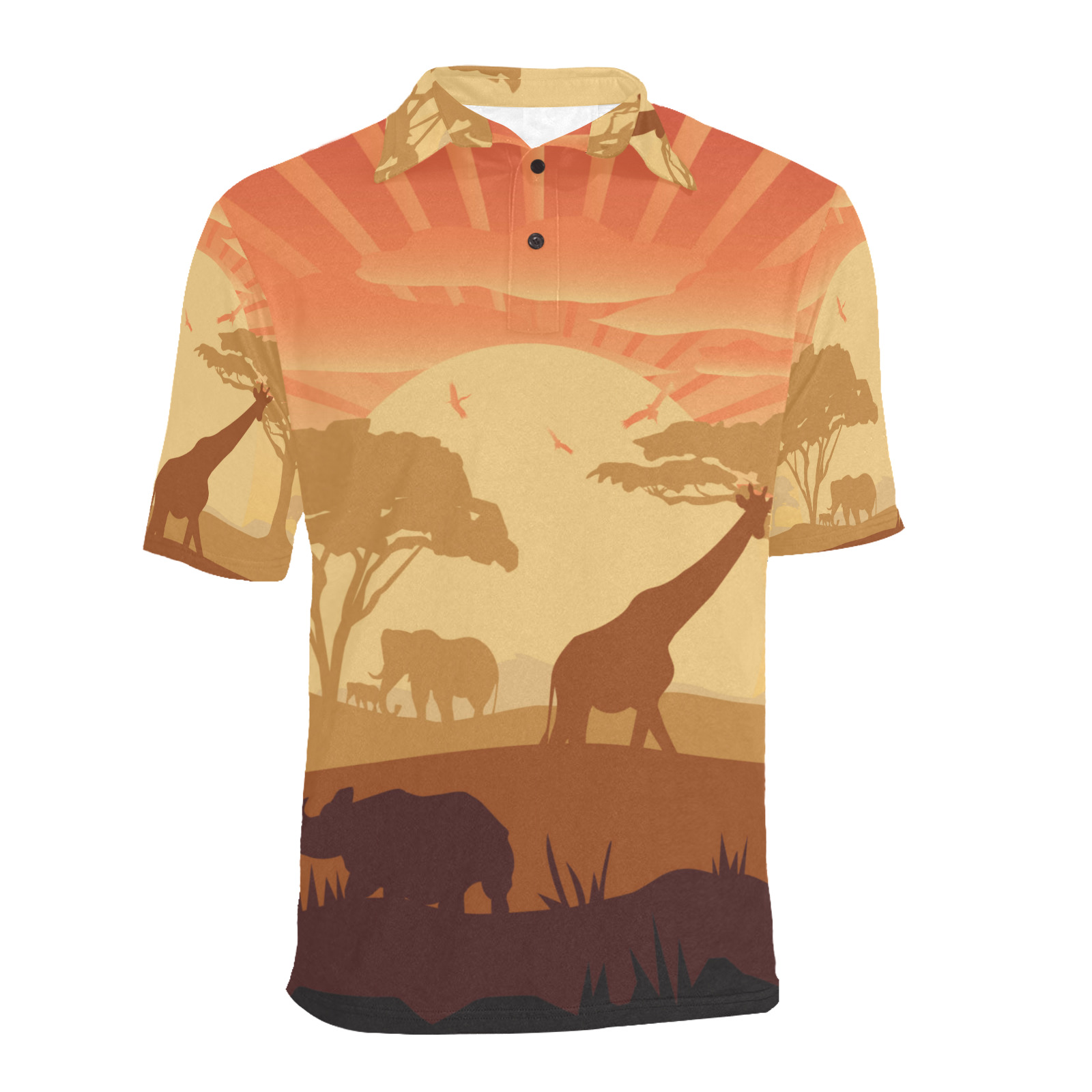 In The Safari Men's All Over Print Polo Shirt (Model T55)