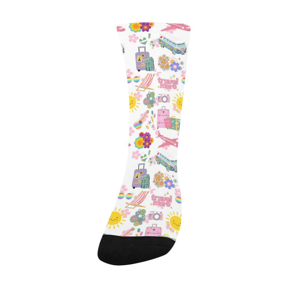 Hippie Summer Holiday Travel Vacation Artwork Design Custom Socks for Kids