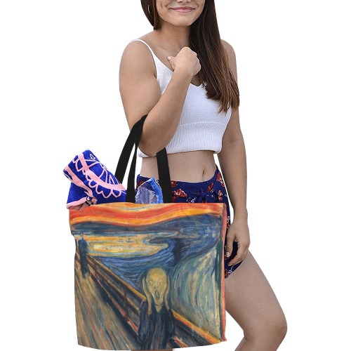 Edvard Munch-The scream All Over Print Canvas Tote Bag/Large (Model 1699)