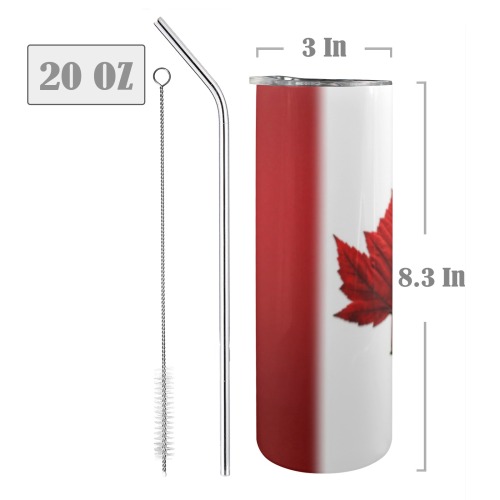 Canada Flag Tumblers 20oz Tall Skinny Tumbler with Lid and Straw