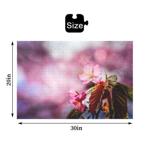 Striking pink sakura cherry flowers, pink mist. 1000-Piece Wooden Jigsaw Puzzle (Horizontal)