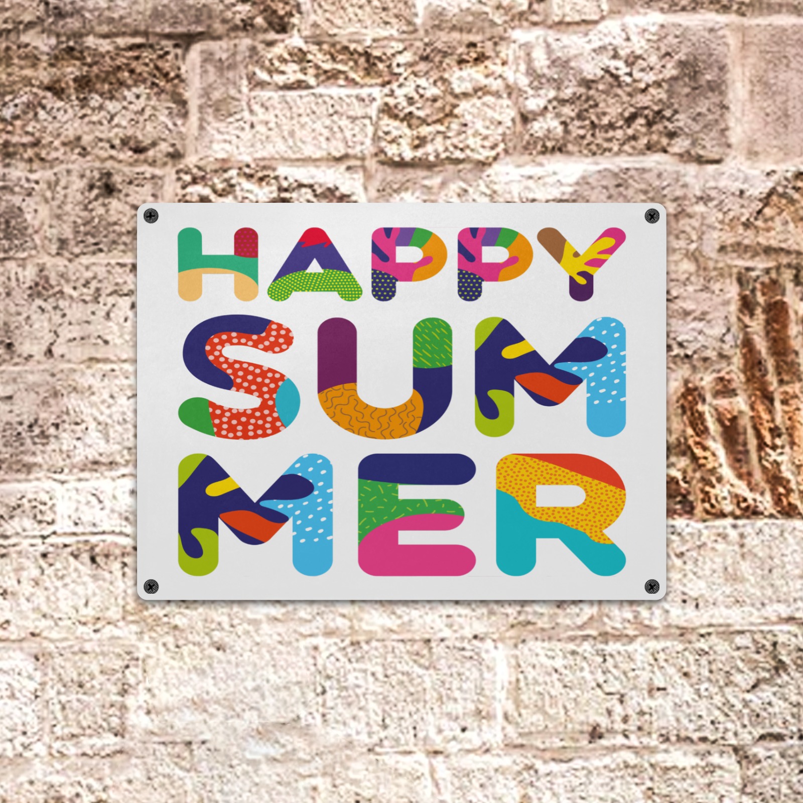 Happy summer colorful positive typography art. Metal Sign 16"x12" | ID ...
