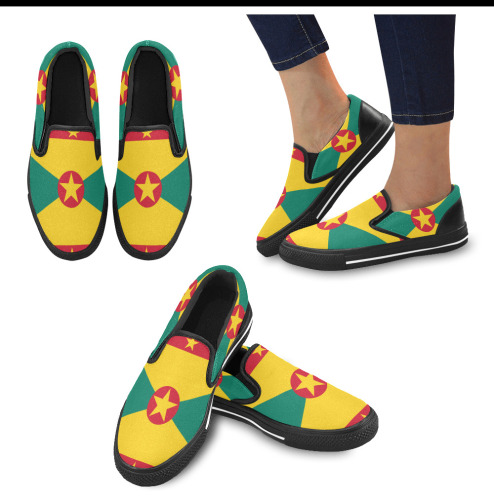 grenada-flag-xl Women's Slip-on Canvas Shoes (Model 019)