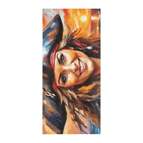 Charming adorable pirate lady at peaceful sunset. Beach Towel 32"x 71"