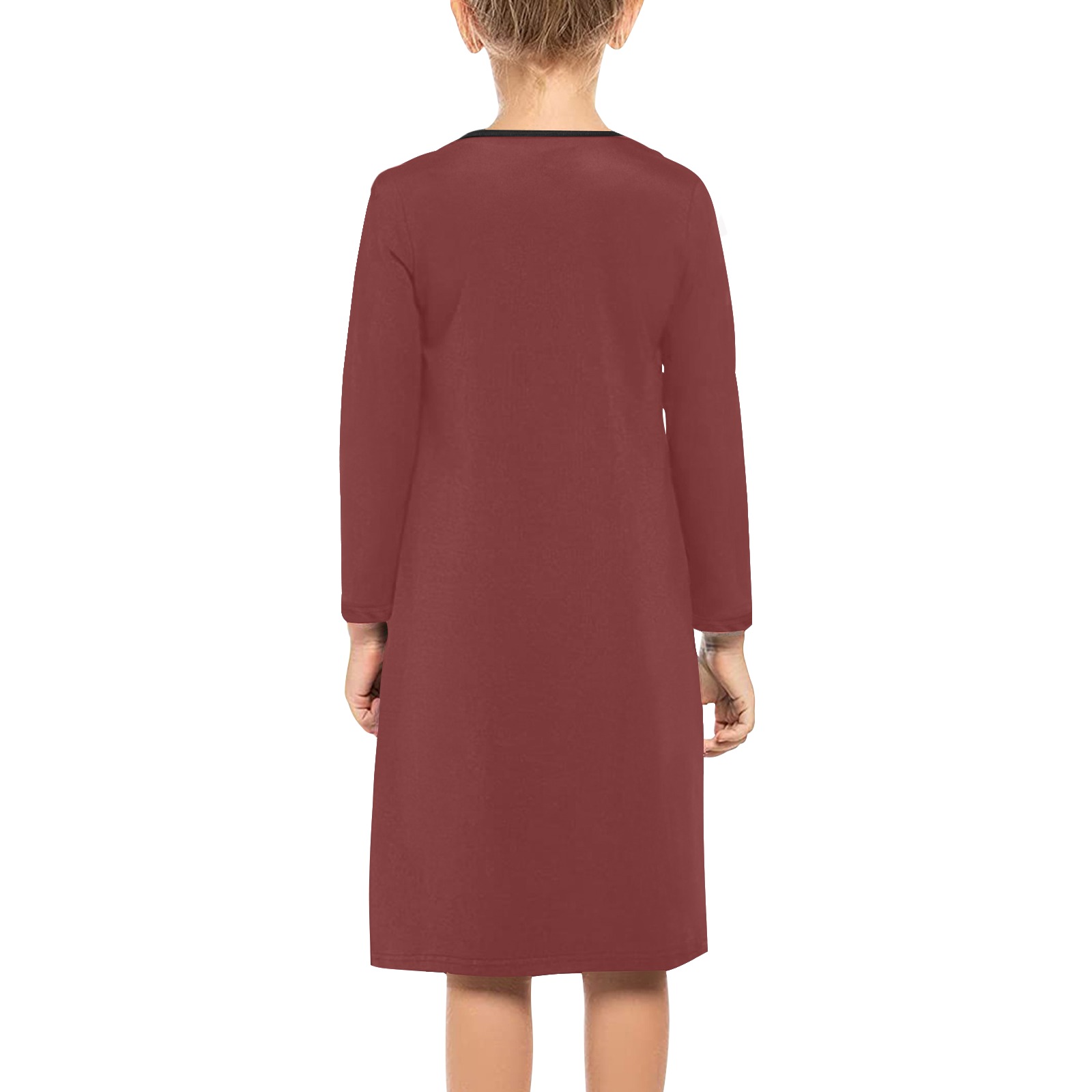 Foxy Roxy Burgundy Girls' Long Sleeve Dress (Model D59)