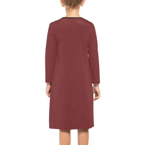 Foxy Roxy Burgundy Girls' Long Sleeve Dress (Model D59)