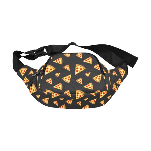 Cool and fun pizza slices dark gray pattern Fanny Pack/Small (Model 1677)