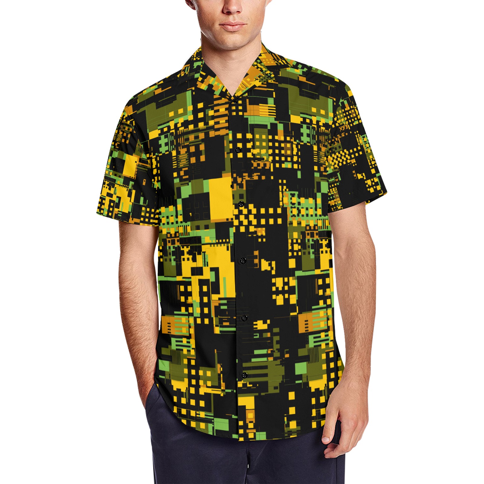 Metro Men's Short Sleeve Shirt with Lapel Collar (Model T54)