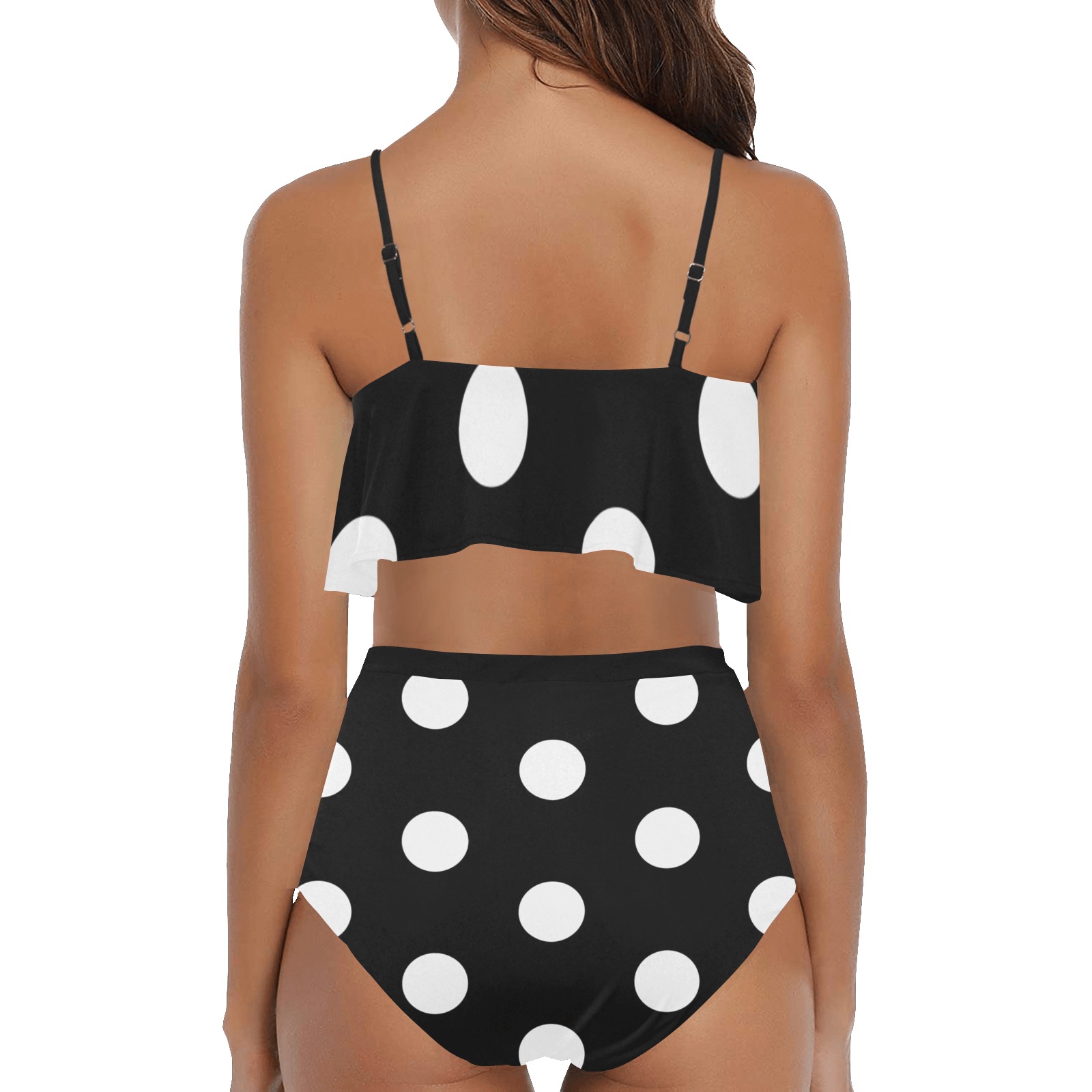 polkadot1  swimwear High Waisted Ruffle Bikini Set (Model S13)