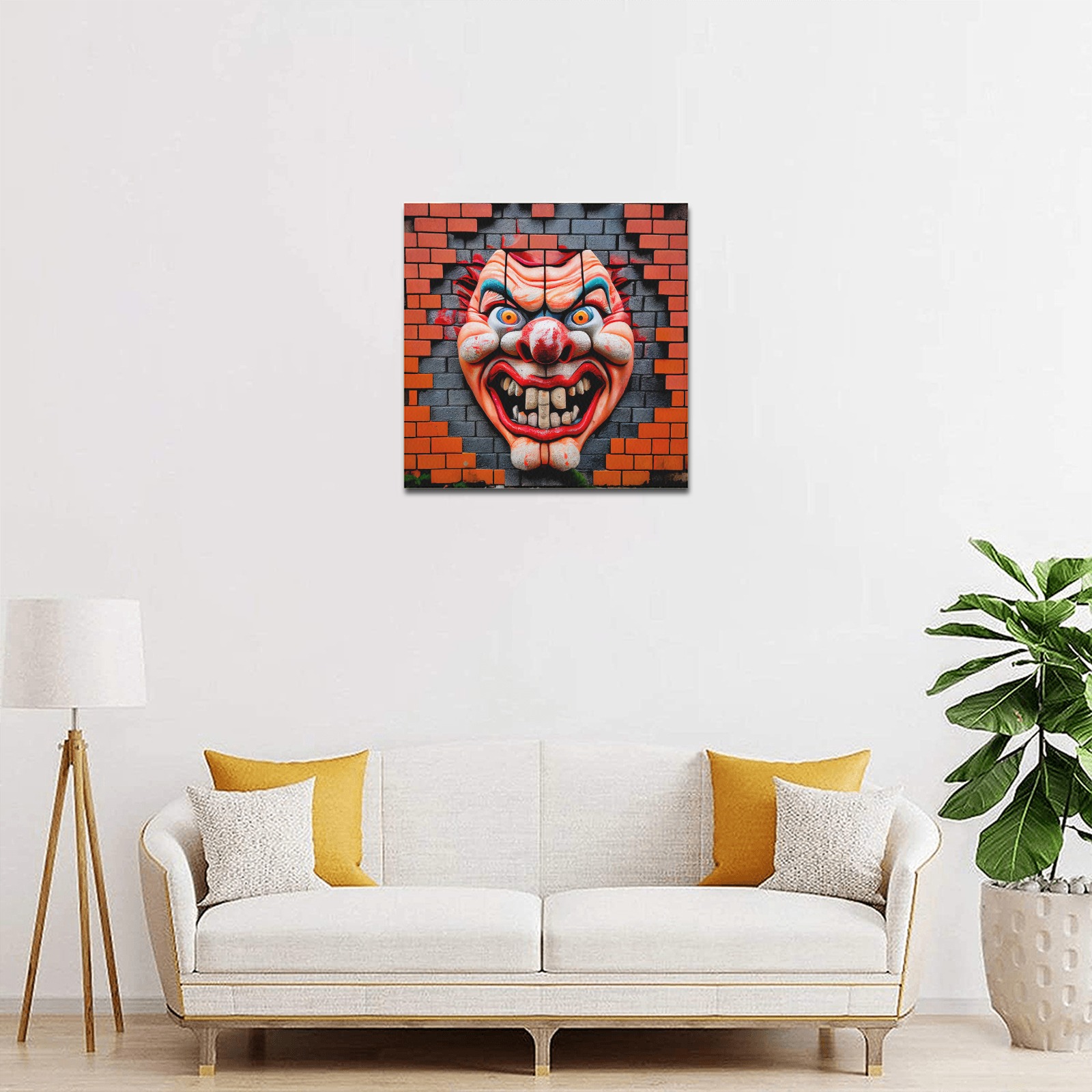 creepy clown face 2/4 Upgraded Canvas Print 16"x16"