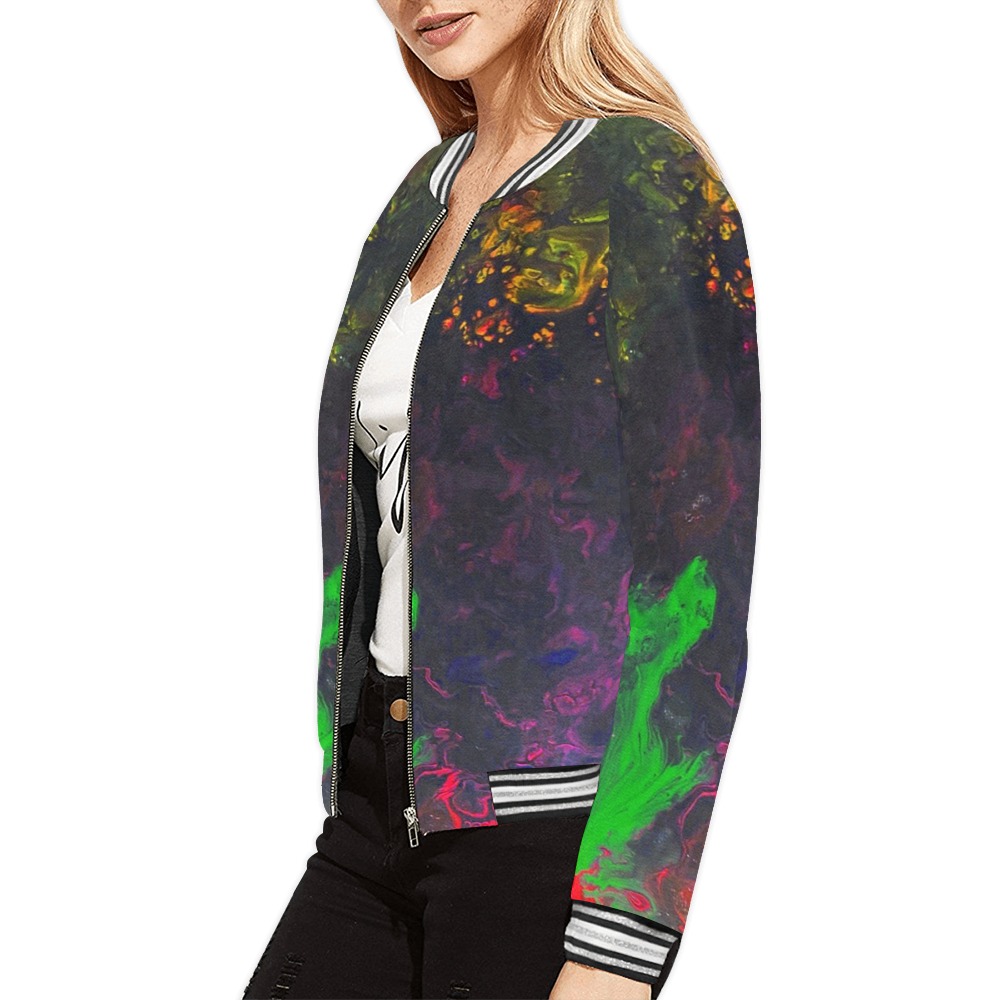 Deep in the Jungle All Over Print Bomber Jacket for Women (Model H21)