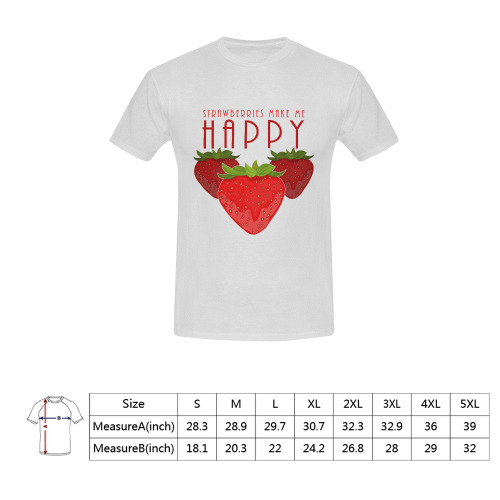 Strawberries Make Me Happy Men's T-Shirt in USA Size (Front Printing Only)