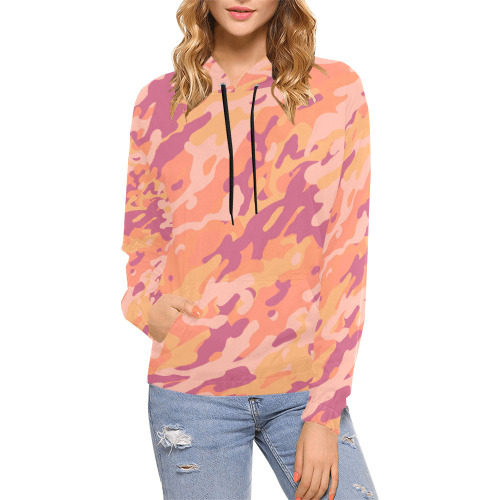 Modern Aesthetic Fashion Camouflage All Over Print Hoodie for Women (USA Size) (Model H13)