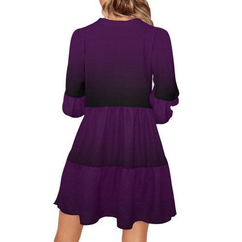 PENDENZA Purple V-Neck Loose Fit Dress (Model D62)