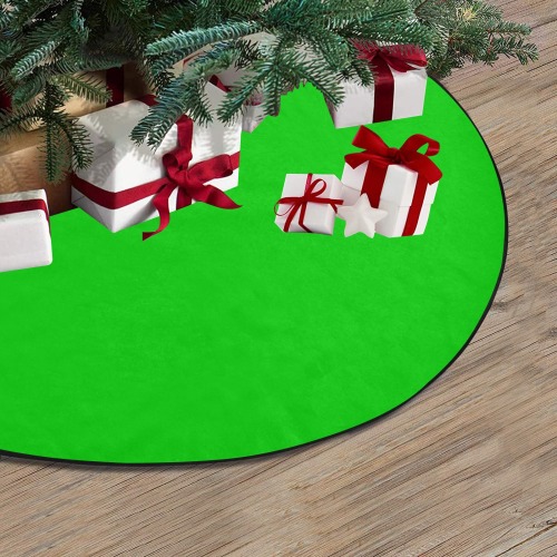 Merry Christmas Green Solid Color Thick Christmas Tree Skirt 30" x 30"