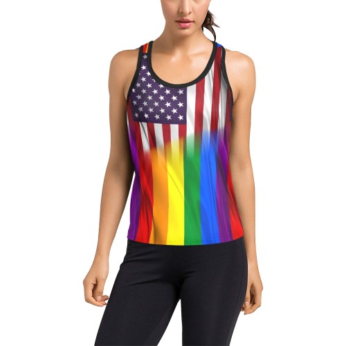 USA Pride Flag Pop Art by Nico Bielow Women's Racerback Tank Top (Model T60)