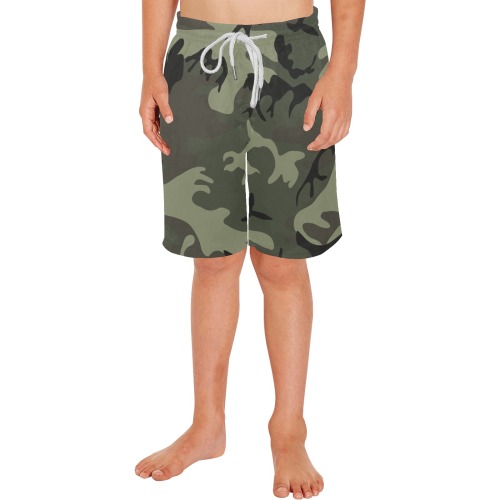 Camo Green Boys' Casual Beach Shorts (Model L52)