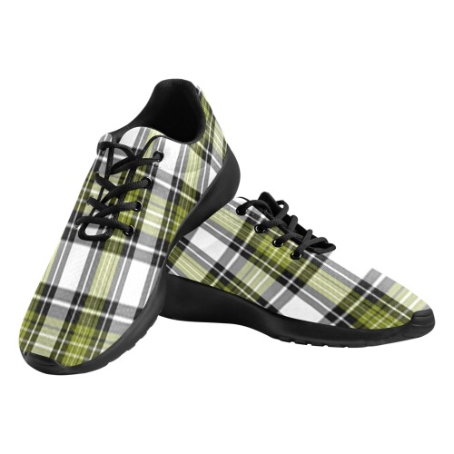 Olive Green Black Plaid Men's Athletic Shoes (Model 0200)