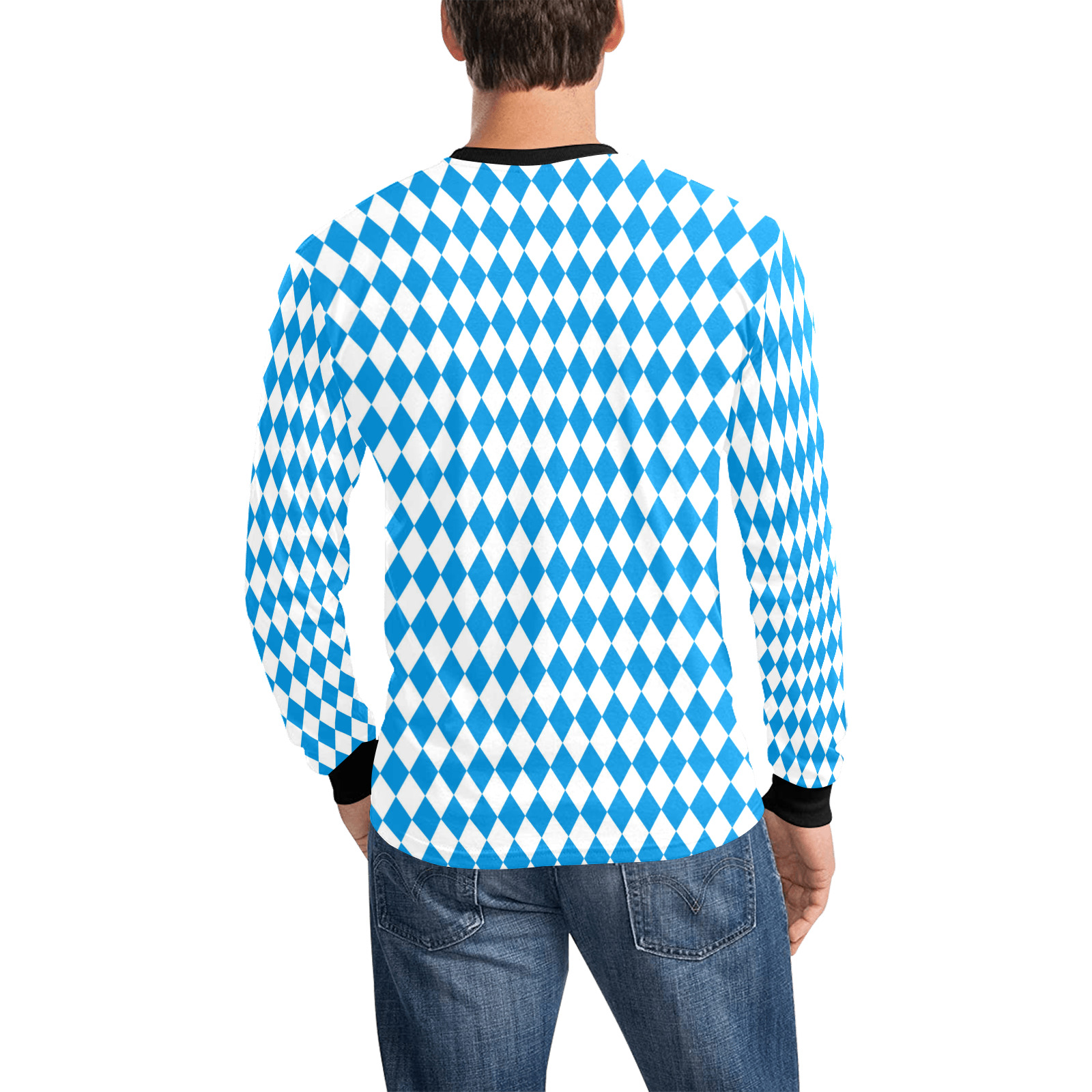 German State Of Bavaria - Flag Colors Pattern Men's All Over Print Long Sleeve T-shirt (Model T51)