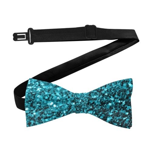 Aqua blue glitters faux sparkles glamorous suit accessory Custom Bow Tie