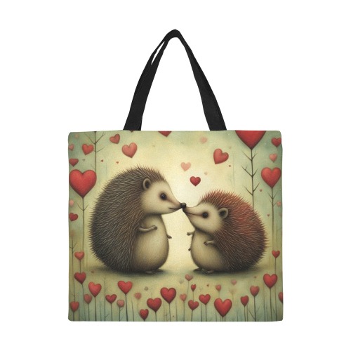 Hedgehog Love 1 All Over Print Canvas Tote Bag/Large (Model 1699)