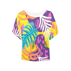 hand-drawn-abstract-leaves-pattern_23-2149000788 Women's Batwing-Sleeved Blouse T shirt (Model T44)