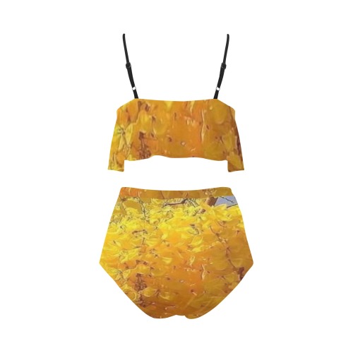 Spring Floral High Waisted Ruffle Bikini Set (Model S13)