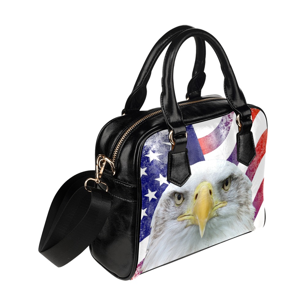 American Flag and Bald Eagle Shoulder Handbag (Model 1634)