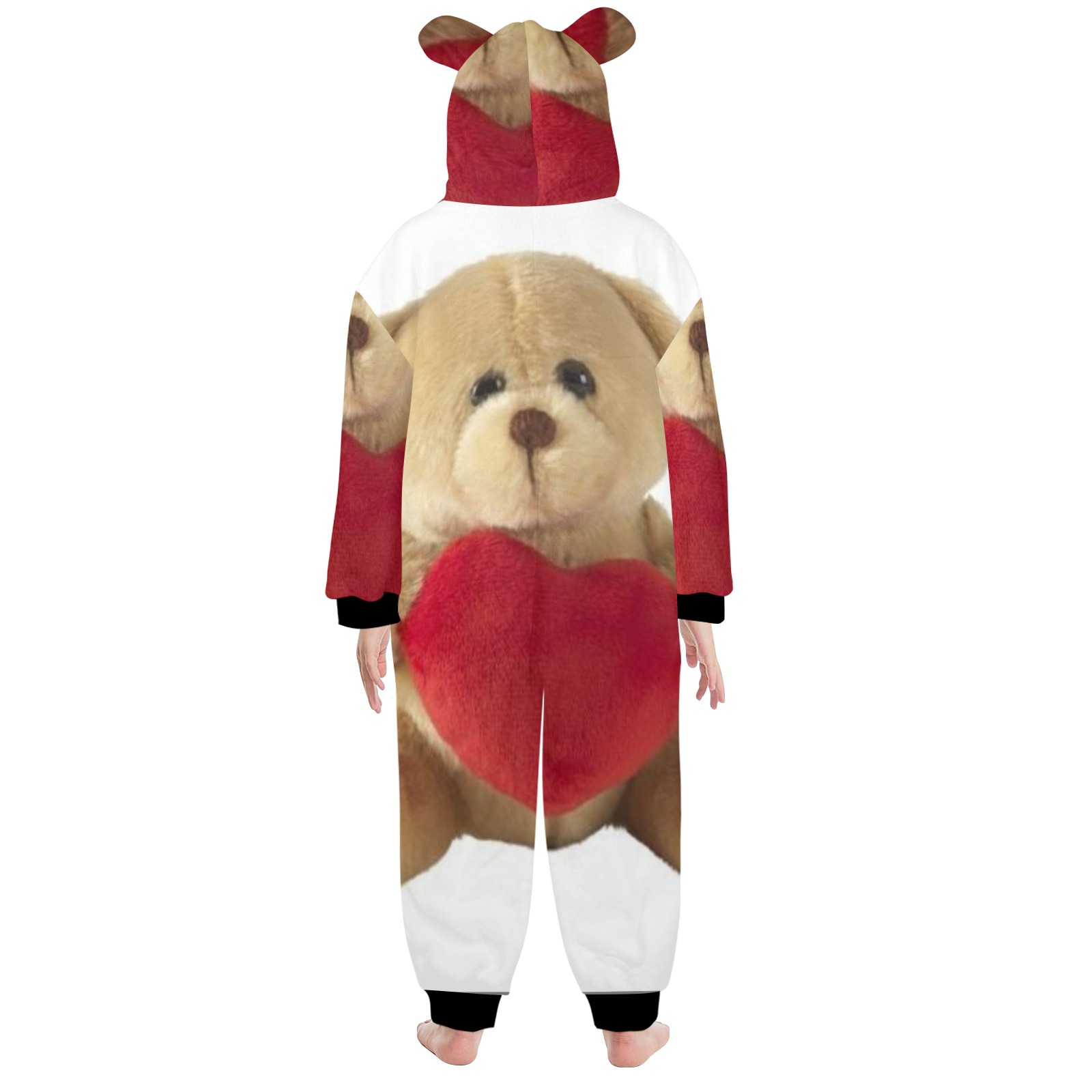 Teddy Bear One-Piece Zip Up Hooded Pajamas for Big Kids