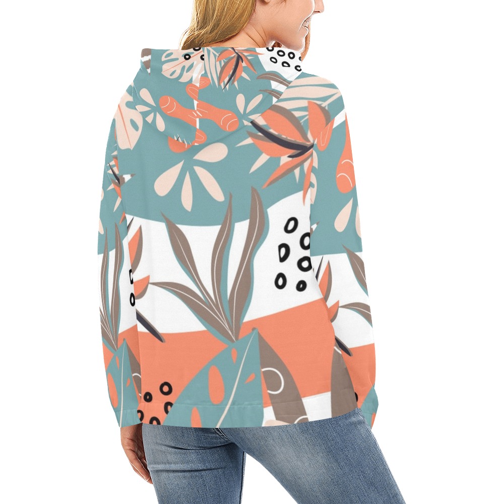 Colorful Tropical Pattern (7) All Over Print Hoodie for Women (USA Size) (Model H13)