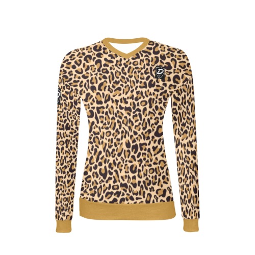 DIONIO Clothing - Women's V-Neck Sweater (Cheetah) Women's All Over Print V-Neck Sweater (Model H48)