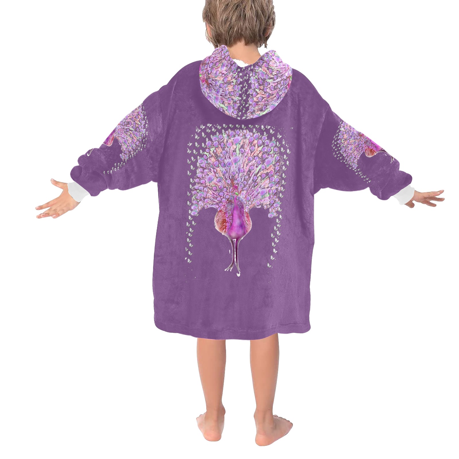 peacocq purple Blanket Hoodie for Kids