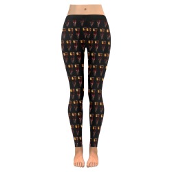 Gothic Wine Glasses Women's Low Rise Leggings (Invisible Stitch) (Model L05)