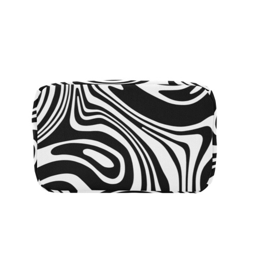 Black and White Marble Zipper Lunch Bag (Model 1720)