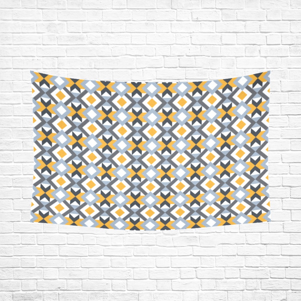 Retro Angles Abstract Geometric Pattern Cotton Linen Wall Tapestry 90"x 60"