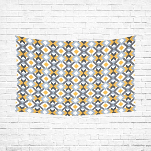 Retro Angles Abstract Geometric Pattern Cotton Linen Wall Tapestry 90"x 60"