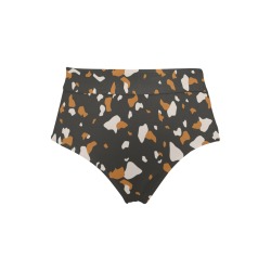 Dark modern terrazzo PDP High-Waisted Bikini Bottom (Model S21)