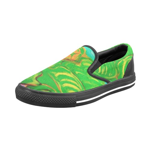 Green Leaf in Green Collection Women's Slip-on Canvas Shoes (Model 019)