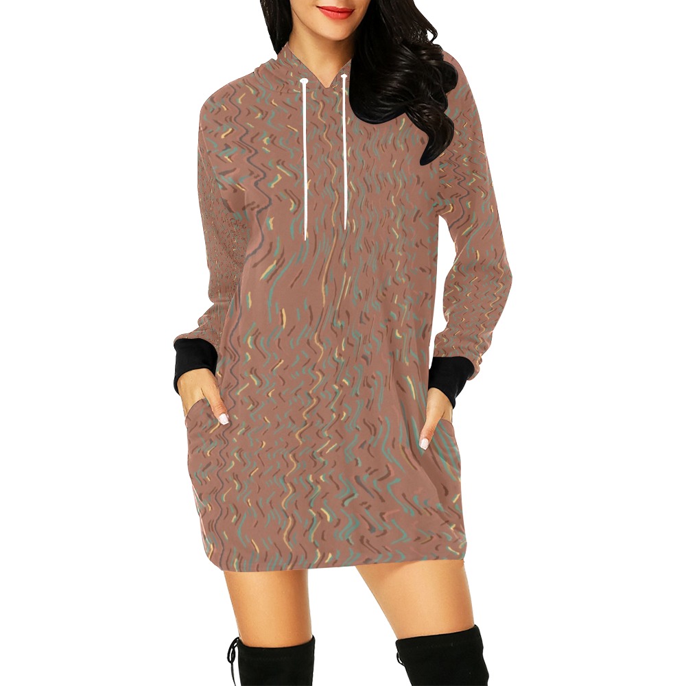 Terracotta and Sand  Abstract Texture All Over Print Hoodie Mini Dress (Model H27)
