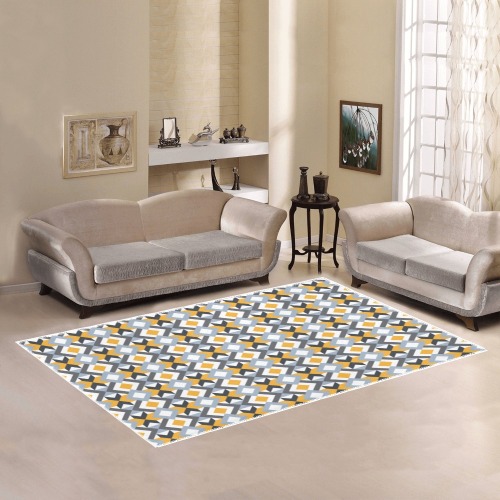 Retro Angles Abstract Geometric Pattern Area Rug7'x5'