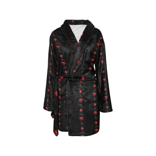 Black Red Playing Card Shapes - Black Women's All Over Print Night Robe