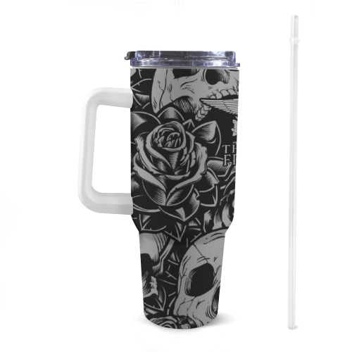 grey-black outline 40oz Tumbler with White Handle