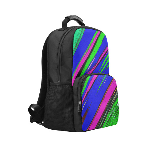 Diagonal Green Blue Purple And Black Abstract Art Unisex Laptop Backpack (Model 1663)