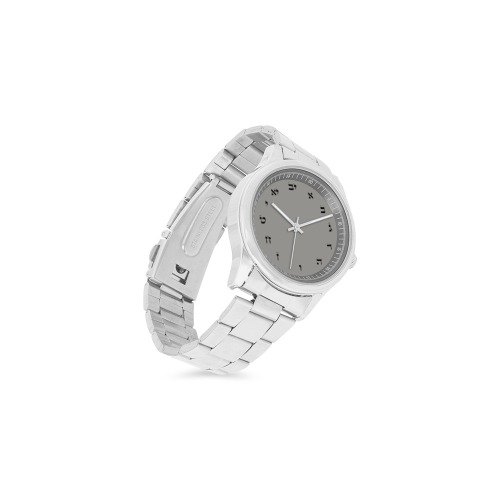 white hebrew letters for watches Men's Stainless Steel Watch(Model 104)