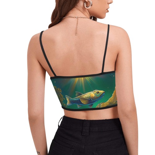 Celestial Swim Women's Spaghetti Strap Crop Top (Model T67)