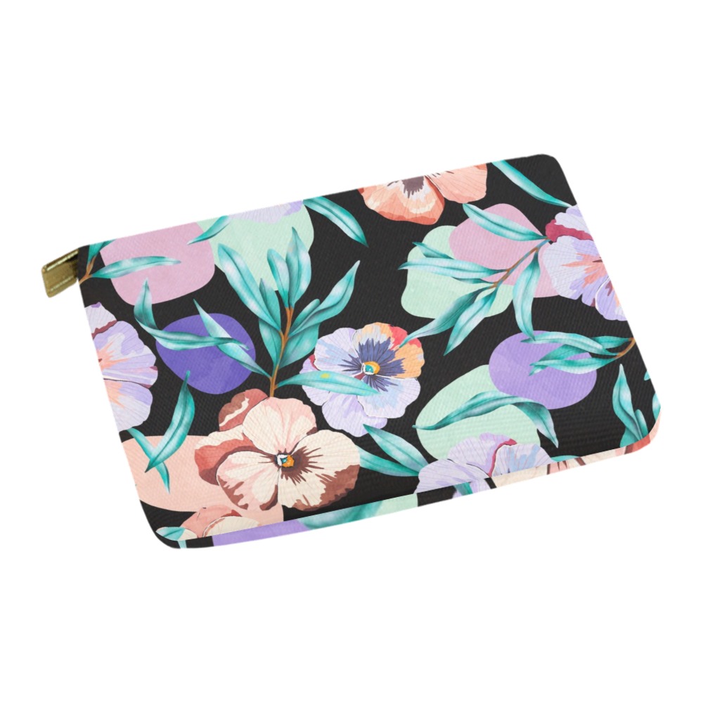 Dark modern tropical floral PD Carry-All Pouch 12.5''x8.5''