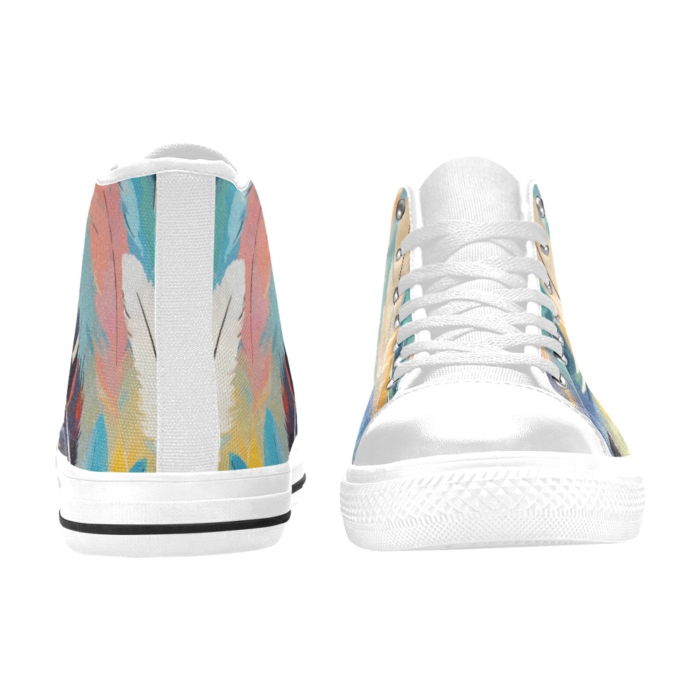 Cool mix of magnificent feathers. Soft colors. Women's Classic High Top Canvas Shoes (Model 017)