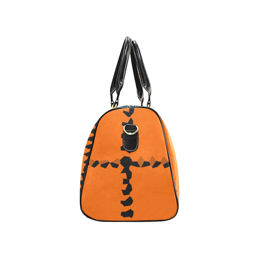 Black Interlocking Squares Mosaic orange New Waterproof Travel Bag/Large (Model 1639)