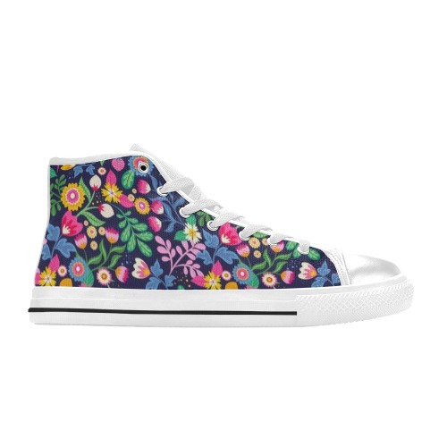Cute Retro Flowers Kids High Tops High Top Canvas Shoes for Kid (Model 017)